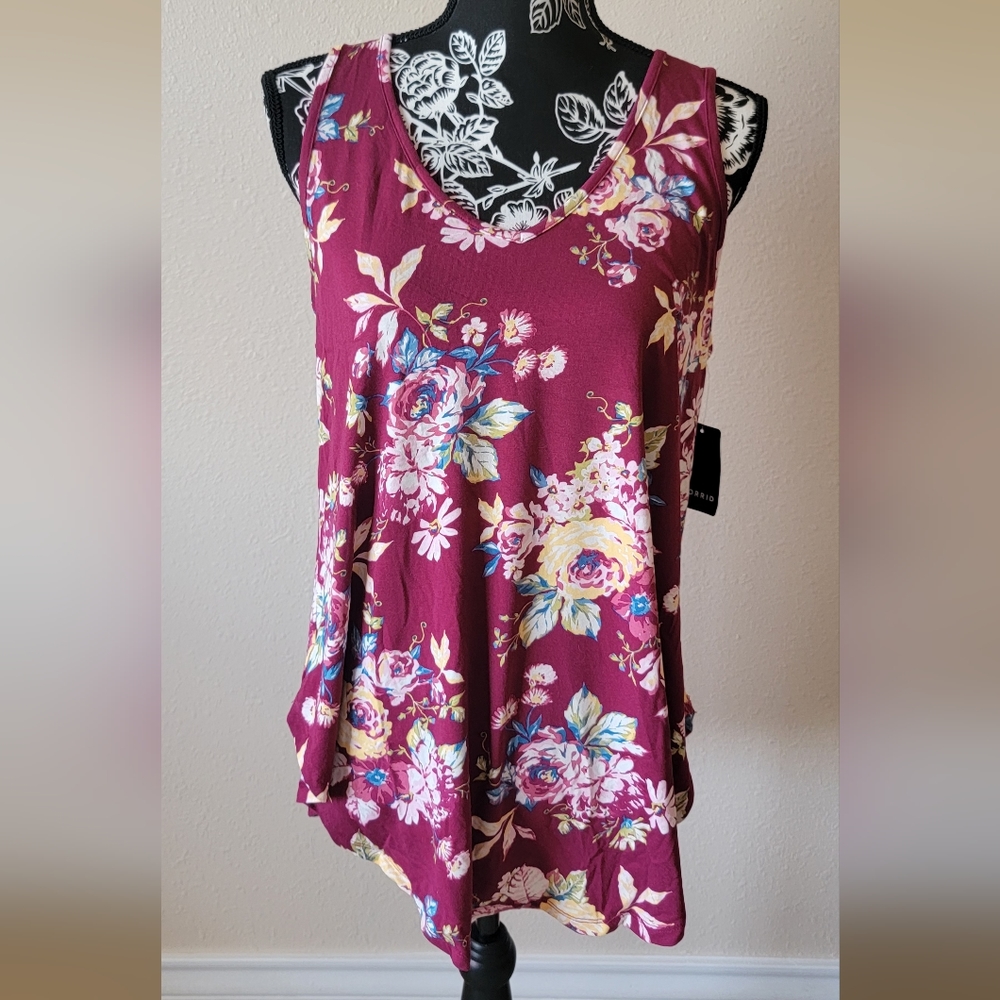 Torrid Red Floral Print High Low Tank Top